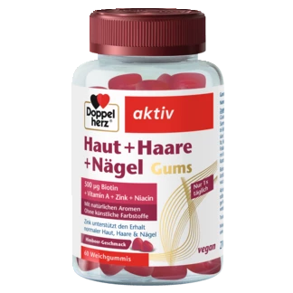 Abbildung der Produktverpackung Doppelherz aktiv Haut + Haare + Nägel Gums Frontansicht